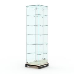 Витрина стеклянная ЛОФТ СТИЛЬ ХИТ ПРОДАЖ №503 (с дверкой, задняя стенка - зеркало), Крем Вайс