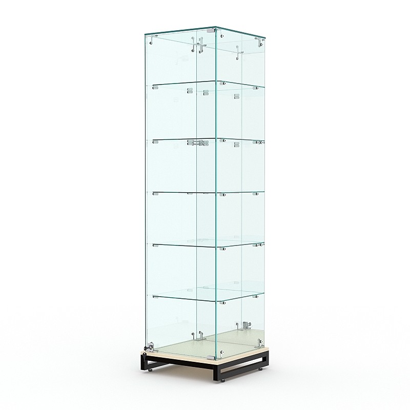 Витрина стеклянная ЛОФТ СТИЛЬ ХИТ ПРОДАЖ №503 (с дверкой, задняя стенка - зеркало), Крем Вайс