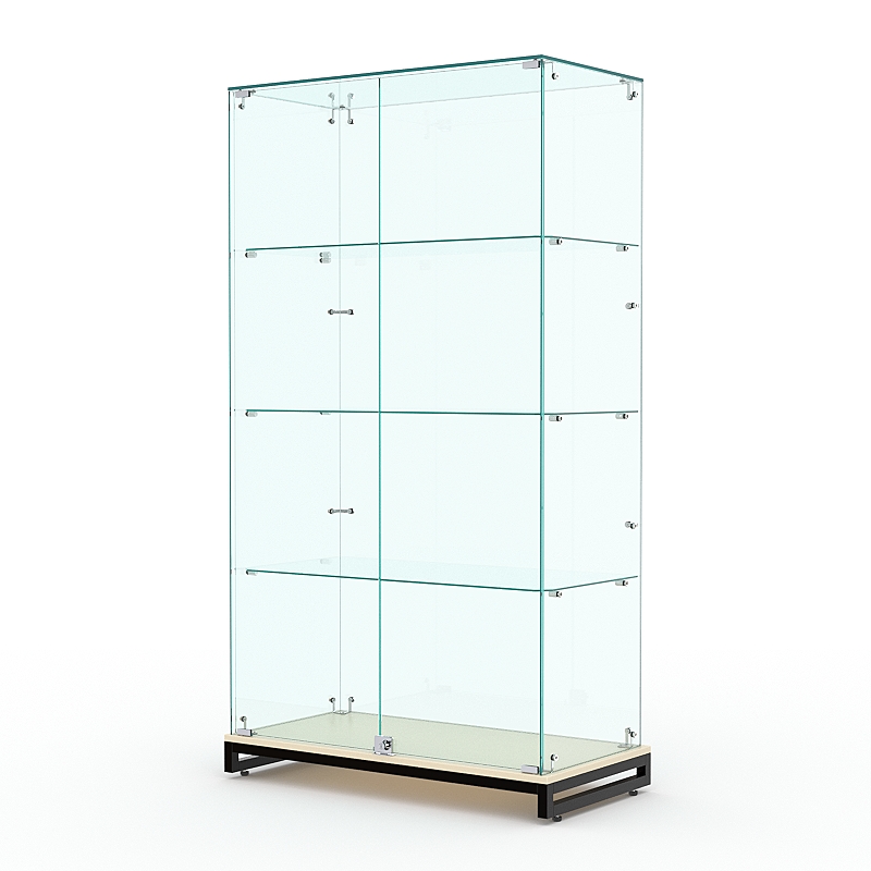 Витрина стеклянная ЛОФТ СТИЛЬ ХИТ ПРОДАЖ №5 (с дверками, задняя стенка - стекло), Крем Вайс