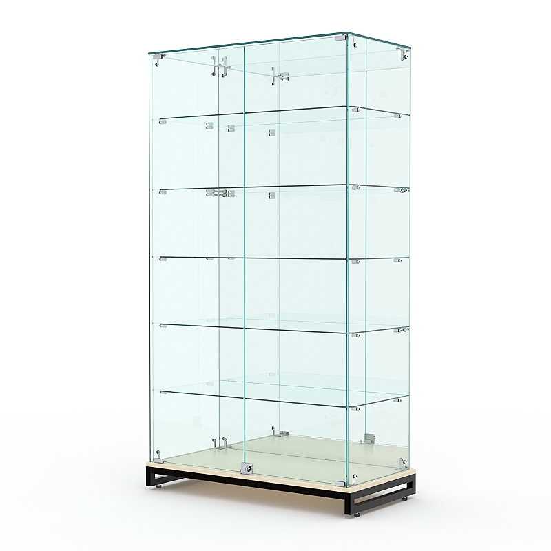 Витрина стеклянная ЛОФТ СТИЛЬ ХИТ ПРОДАЖ №507 (с дверками, задняя стенка - зеркало), Крем Вайс