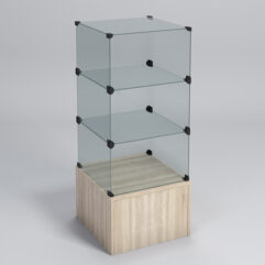 Прилавок КУБ №4 (без стеклянных дверок, передняя стенка - стекло), Дуб Сонома