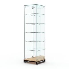 Витрина стеклянная ЛОФТ СТИЛЬ ХИТ ПРОДАЖ №504 (без дверки, задняя стенка - зеркало), Дуб Золотистый