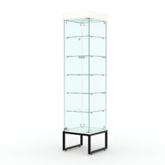 Витрина стеклянная ЛОФТ СТИЛЬ ПОДИУМ №510-Ф (с дверкой, задняя стенка - стекло), Белый