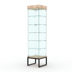 Витрина стеклянная ЛОФТ СТИЛЬ ПОДИУМ №510-Ф (с дверкой, задняя стенка - стекло), Дуб Сонома