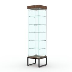 Витрина стеклянная ЛОФТ СТИЛЬ ПОДИУМ №510-Ф (с дверкой, задняя стенка - стекло), Орех