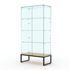 Витрина стеклянная ЛОФТ СТИЛЬ ПОДИУМ №9 (с дверками, задняя стенка - стекло), Дуб Сонома