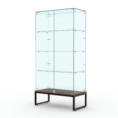 Витрина стеклянная ЛОФТ СТИЛЬ ПОДИУМ №9 (с дверками, задняя стенка - стекло), Орех