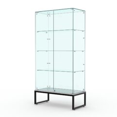 Витрина стеклянная ЛОФТ СТИЛЬ ПОДИУМ №9 (с дверками, задняя стенка - стекло), Серый