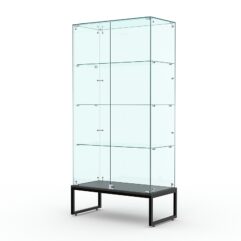 Витрина стеклянная ЛОФТ СТИЛЬ ПОДИУМ №9 (с дверками, задняя стенка - стекло), Черный