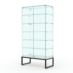 Витрина стеклянная ЛОФТ СТИЛЬ ПОДИУМ №509 (с дверками, задняя стенка - стекло), Белый