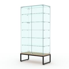 Витрина стеклянная ЛОФТ СТИЛЬ ПОДИУМ №509 (с дверками, задняя стенка - стекло), Дуб Сонома