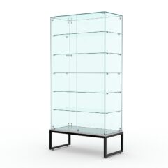 Витрина стеклянная ЛОФТ СТИЛЬ ПОДИУМ №509 (с дверками, задняя стенка - стекло), Серый
