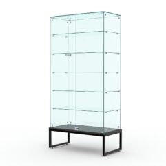 Витрина стеклянная ЛОФТ СТИЛЬ ПОДИУМ №509 (с дверками, задняя стенка - стекло), Черный