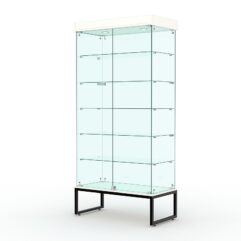Витрина стеклянная ЛОФТ СТИЛЬ ПОДИУМ №509-Ф (с дверками, задняя стенка - стекло), Белый