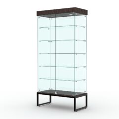 Витрина стеклянная ЛОФТ СТИЛЬ ПОДИУМ №509-Ф (с дверками, задняя стенка - стекло), Дуб Венге