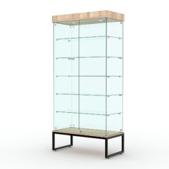 Витрина стеклянная ЛОФТ СТИЛЬ ПОДИУМ №509-Ф (с дверками, задняя стенка - стекло), Дуб Сонома