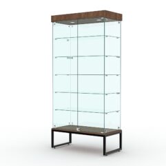 Витрина стеклянная ЛОФТ СТИЛЬ ПОДИУМ №509-Ф (с дверками, задняя стенка - стекло), Орех