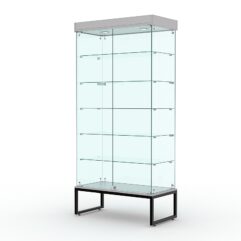 Витрина стеклянная ЛОФТ СТИЛЬ ПОДИУМ №509-Ф (с дверками, задняя стенка - стекло), Серый