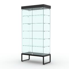 Витрина стеклянная ЛОФТ СТИЛЬ ПОДИУМ №509-Ф (с дверками, задняя стенка - стекло), Черный