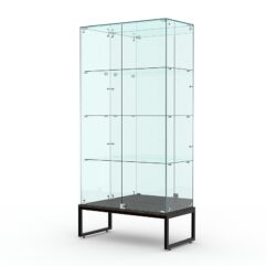 Витрина стеклянная ЛОФТ СТИЛЬ ПОДИУМ №11 (с дверками, задняя стенка - зеркало), Дуб Венге