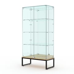 Витрина стеклянная ЛОФТ СТИЛЬ ПОДИУМ №11 (с дверками, задняя стенка - зеркало), Дуб Сонома