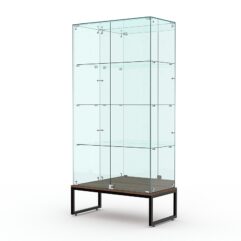 Витрина стеклянная ЛОФТ СТИЛЬ ПОДИУМ №11 (с дверками, задняя стенка - зеркало), Орех