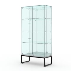 Витрина стеклянная ЛОФТ СТИЛЬ ПОДИУМ №11 (с дверками, задняя стенка - зеркало), Серый