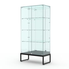 Витрина стеклянная ЛОФТ СТИЛЬ ПОДИУМ №11 (с дверками, задняя стенка - зеркало), Черный