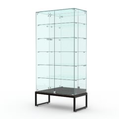 Витрина стеклянная ЛОФТ СТИЛЬ ПОДИУМ №511 (с дверками, задняя стенка - зеркало), Дуб Венге