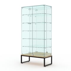 Витрина стеклянная ЛОФТ СТИЛЬ ПОДИУМ №511 (с дверками, задняя стенка - зеркало), Дуб Золотистый