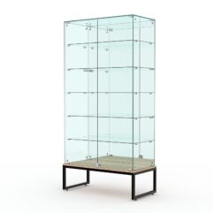 Витрина стеклянная ЛОФТ СТИЛЬ ПОДИУМ №511 (с дверками, задняя стенка - зеркало), Дуб Сонома
