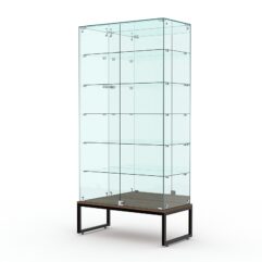 Витрина стеклянная ЛОФТ СТИЛЬ ПОДИУМ №511 (с дверками, задняя стенка - зеркало), Орех