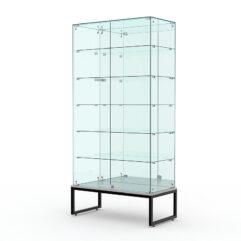 Витрина стеклянная ЛОФТ СТИЛЬ ПОДИУМ №511 (с дверками, задняя стенка - зеркало), Серый