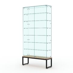 Витрина стеклянная ЛОФТ СТИЛЬ ПОДИУМ №35 (с дверками, задняя стенка - стекло), Дуб Сонома