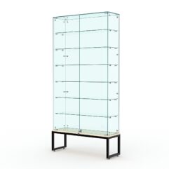 Витрина стеклянная ЛОФТ СТИЛЬ ПОДИУМ №35 (с дверками, задняя стенка - стекло), Крем Вайс