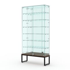 Витрина стеклянная ЛОФТ СТИЛЬ ПОДИУМ №36 (с дверками, задняя стенка - зеркало), Орех