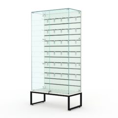 Витрина стеклянная ЛОФТ СТИЛЬ ПОДИУМ №9-ЭП (с дверками, задняя стенка - экономпанель), Белый