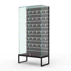 Витрина стеклянная ЛОФТ СТИЛЬ ПОДИУМ №9-ЭП (с дверками, задняя стенка - экономпанель), Дуб Венге