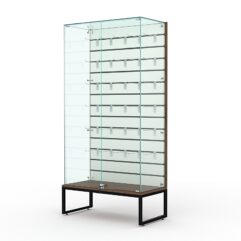 Витрина стеклянная ЛОФТ СТИЛЬ ПОДИУМ №9-ЭП (с дверками, задняя стенка - экономпанель), Орех