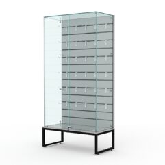 Витрина стеклянная ЛОФТ СТИЛЬ ПОДИУМ №9-ЭП (с дверками, задняя стенка - экономпанель), Серый