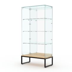 Витрина стеклянная ЛОФТ СТИЛЬ ПОДИУМ №111 (без дверок, задняя стенка - зеркало), Дуб Золотистый