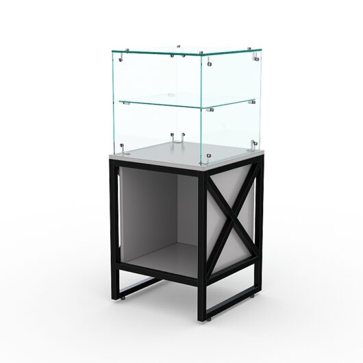 Торговый стеклянный прилавок ЛОФТ СТИЛЬ №10 (без дверки), Серый