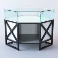 Прилавок угловой ЛОФТ СТИЛЬ №16 шестигранный (без дверок), Белый (с белой кромкой)