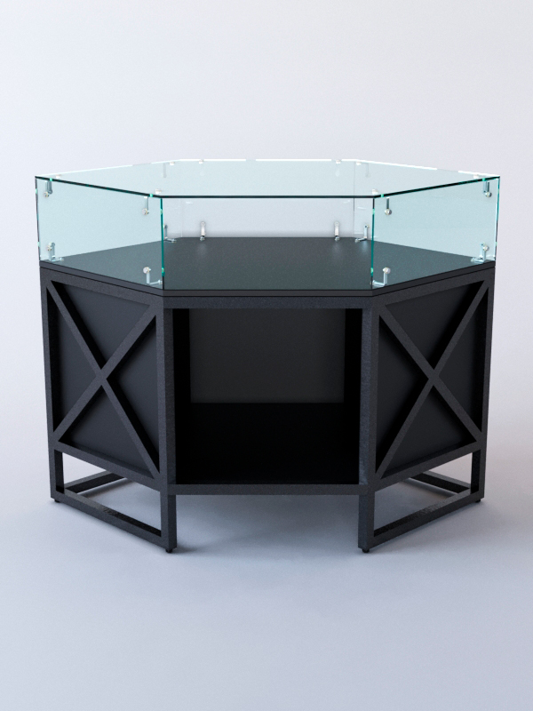 Прилавок угловой ЛОФТ СТИЛЬ №16 шестигранный (без дверок), Черный