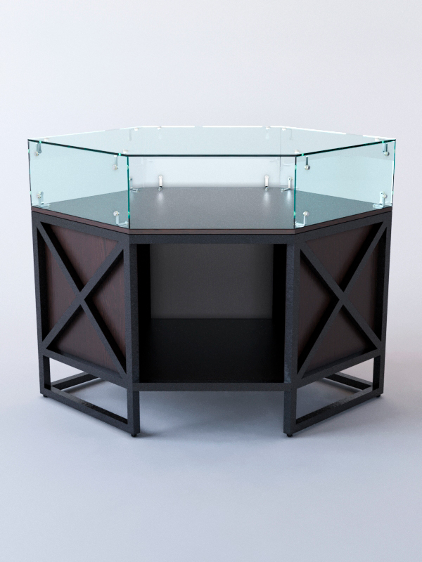 Прилавок угловой ЛОФТ СТИЛЬ №16 шестигранный (без дверок), Дуб Венге