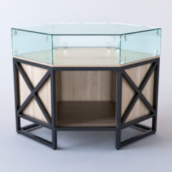 Прилавок угловой ЛОФТ СТИЛЬ №16 шестигранный (без дверок), Дуб Сонома