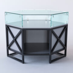 Прилавок угловой ЛОФТ СТИЛЬ №16 шестигранный (без дверок), Серый