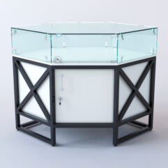 Прилавок угловой ЛОФТ СТИЛЬ №116 шестигранный (с дверками), Белый (с белой кромкой)