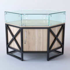 Прилавок угловой ЛОФТ СТИЛЬ №116 шестигранный (с дверками), Дуб Сонома