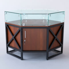 Прилавок угловой ЛОФТ СТИЛЬ №116 шестигранный (с дверками), Орех